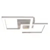 A modern, silver LED ceiling light with interlocking square designs, presented on a white background. Produktbild-Vorschau