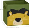 A green storage box with a cartoon lion face printed on the front. Dimensions are indicated by measurement lines. Náhled obrázku produktu