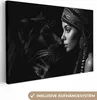 Wanddeko 30x20 cm - Frau - Panther - Luxus - Schwarz - Weiß Produktbild-Vorschau 1