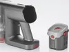 A close-up shot of a vacuum cleaner handle and its detached battery pack against a white background. Produktbild-Vorschau