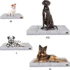 Four different sizes of dog beds with dogs of corresponding sizes on them. Náhled obrázku produktu
