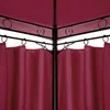 Close-up view of the top corner of a gazebo with burgundy curtains. Anteprima dell’immagine prodotto