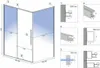 Diagrams and measurements of a shower cabin. Produktbild-Vorschau