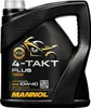 A black plastic bottle of Mannol 4-Takt Plus 10W-40 semi-synthetic engine oil. Náhled obrázku produktu
