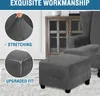 (Grau) Quadratischer Hockerbezug Stretch-Ottomanenbezug Produktbild-Vorschau 3