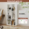 A white bookshelf with items on its shelves, next to a desk and chair in a room. Podgląd zdjęcia produktu