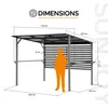 A diagram showing the dimensions of a pergola with a silhouette of a person for scale. Produktbild-Vorschau