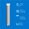 A shower filter cartridge is shown next to marketing text and icons describing its features. Náhľad obrázku produktu