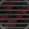 Close-up of a grill grate over glowing red coals. Produktbild-Vorschau