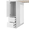 A white bunk bed with a wardrobe and drawers. Produktbild-Vorschau