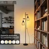 ZMH Vloerlamp zwart, metalen staande lamp met houten Productafbeelding-voorbeeld 2