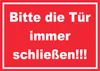 Aufkleber Bitte die Tür immer schließen weiss-rot A8 Produktbild-Vorschau 1