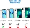 Comparison of iPhone 13 models and their screen sizes, indicating compatibility with iPhone 13 mini. Produktbild-Vorschau