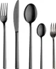 A set of five black cutlery pieces arranged in a row against a white background. Produktbild-Vorschau