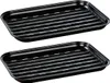 Two black grill trays are shown side-by-side against a white background. Produktbild-Vorschau