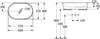 Technical drawing with dimensions of a washbasin. Produktbild-Vorschau