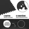 A collage of images showing black puzzle mats and their features. Produktbild-Vorschau