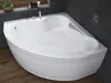A white corner bathtub in a modern bathroom setting. Voir les images du produit
