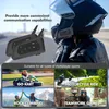 Collage of images showing motorcycle communication devices and people engaged in various outdoor activities. Produktbild-Vorschau