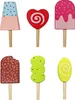 Six wooden toy ice cream treats on sticks, arranged in two rows of three. Produktbild-Vorschau