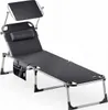A dark gray folding lounge chair with a canopy and pillow, shown against a white background. Anteprima dell’immagine prodotto