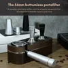 A coffee machine accessory set including a bottomless portafilter, tampers, and a distribution tool, displayed on a wooden stand with coffee beans scattered around. Náhled obrázku produktu