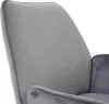 A close-up view of a gray velvet armchair. Produktbild-Vorschau