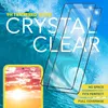 A marketing image for screen protectors, showing two protectors on a wavy blue background, with a phone screen in the bottom left corner. Produktbild-Vorschau
