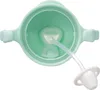 Top-down view of a green baby bottle with a straw and pacifier. Produktbild-Vorschau