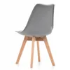 A rear view of a modern gray chair with wooden legs. Náhľad obrázku produktu