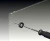 A close-up illustration of a screw with a cap being inserted into a clear glass panel, with a screwdriver nearby. Produktbild-Vorschau
