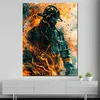 Feuerwehrmann in Flammen Leinwandbild Wandbild Kunstdruck Produktbild-Vorschau 3