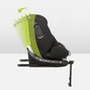 A black car seat shown in profile with multiple recline positions indicated by green overlays and numbered markers. Náhľad obrázku produktu
