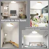 Collage of images showing a ceiling light in different room settings. Voir les images du produit