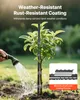 A person is watering a small tree that is staked with a metal rod. The image highlights the weather-resistant coating of the stake. Podgląd zdjęcia produktu