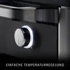 Close-up of a raclette grill's control knob with illuminated ring and text overlay. Anteprima dell’immagine prodotto