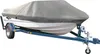 A boat covered with a gray tarp, resting on a blue trailer. Produktbild-Vorschau