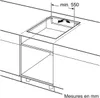 Diagram showing the installation dimensions for a built-in hob. Voir les images du produit