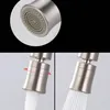 A collage showing a close-up of a faucet head and two images demonstrating its spray functions. Produktbild-Vorschau