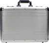 A front view of a silver aluminum attaché case on a white background. Anteprima dell’immagine prodotto