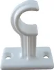 A white plastic bracket for a curtain rod or similar fixture, shown against a white background. Produktbild-Vorschau