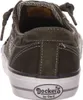 The back view of a green sneaker with a white sole. Voir les images du produit