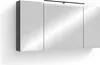 A modern, wall-mounted bathroom cabinet with mirrored doors and an integrated LED light strip. Náhled obrázku produktu