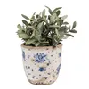 Clayre & Eef Blumentopf Ø 13x12 cm Beige Blau Keramik Rosen Produktbild-Vorschau 2