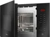 Close-up view of the interior and control panel of a black built-in microwave oven. Produktbild-Vorschau