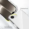 A close-up view of a transparent phone case, highlighting its protective features for the display and camera. Anteprima dell’immagine prodotto