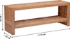 A wooden bench with two shelves, shown from a side angle with dimensions indicated by arrows and text. Produktbild-Vorschau