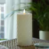 LED Stumpenkerze TWIST - Echtwachs - warmweiße 3D Flamme - H: 17,5cm - Batterie - Timer - creme Produktbild-Vorschau