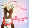 A plush horse toy with text overlays indicating sounds and music. Podgląd zdjęcia produktu