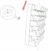 A 3D rendering of a wall-mounted acoustic diffuser panel with a red arrow indicating downward force. Náhľad obrázku produktu